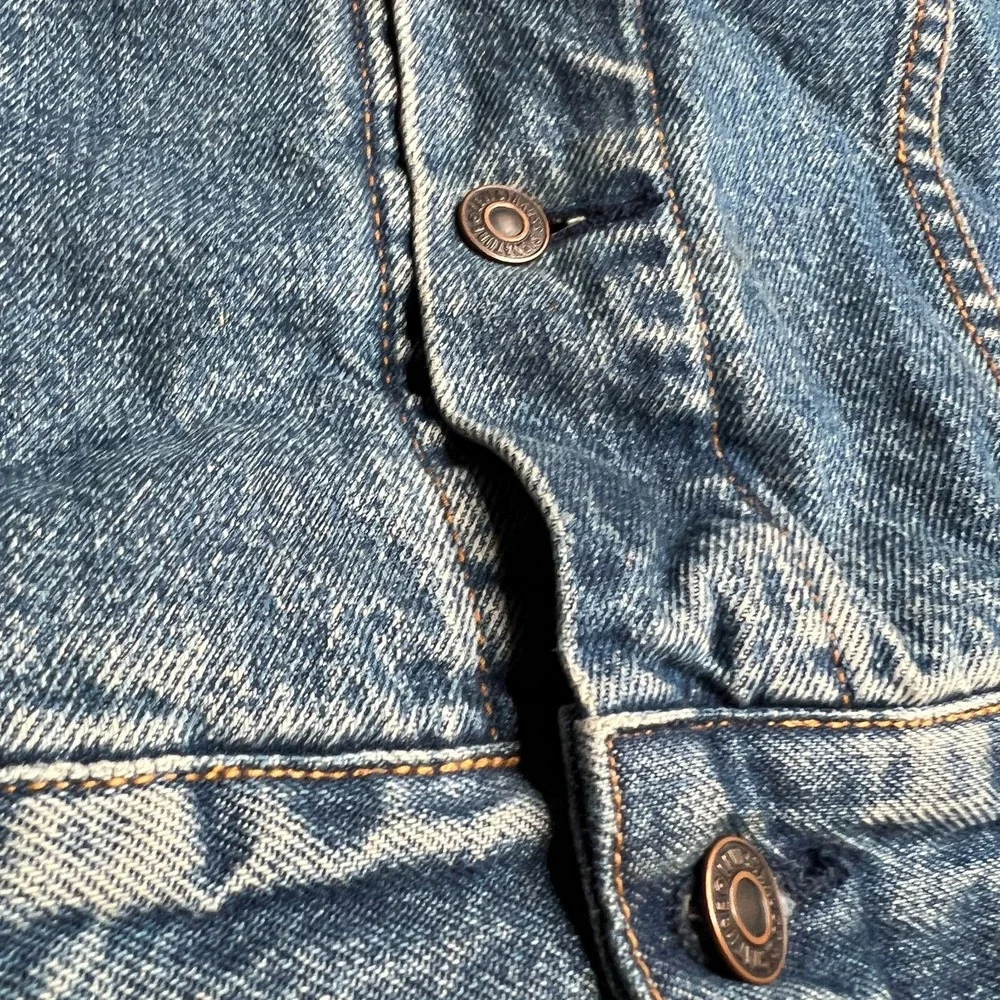 Levi's Strauss Signature Sherpa Lined Denim Trucker Jacket Men's L Blue Jean Red